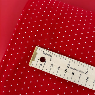 Red and White 1/16" Polka Dots - 100% Cotton Print Fabric, 58" Wide