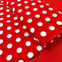 Tela de Algodón 100% Estampado de Lunares 1”, 58” - Rojo y Blanco
