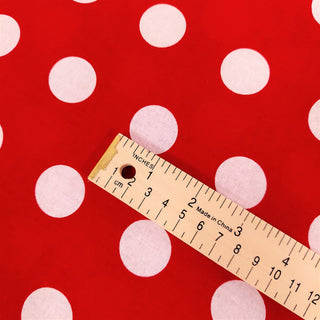Red and White 1" Polka Dots - 100% Cotton Print Fabric, 58" Wide