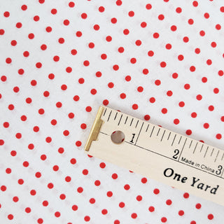White and Red 1/8" Polka Dots - 100% Cotton Print Fabric, 58" Wide