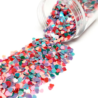 Multi Color Full Hearts Shaped Glitter; 13 grams