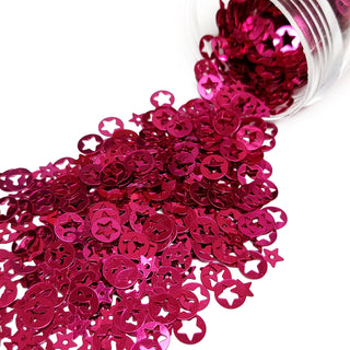 Fuchsia Circle with Open Star Shaped Glitter; 10 grams