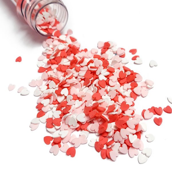 Red White and Pink Hearts Mix-In Glitter; 24 grams