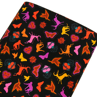 Animals with Black Background Fabric-100% Cotton Print Fabric, 44/45" Wide