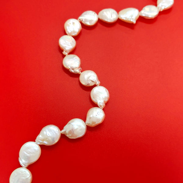 14mm Fresh Water Pearl - Coin Pearl 1 Strand