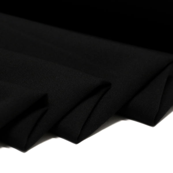 Black, 100% Textured Uniform Super Suiting Fabric - 58" Wide; 1 Yard