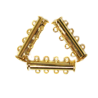 4 Strand Clasp, Brass Gold Plated; 3pcs