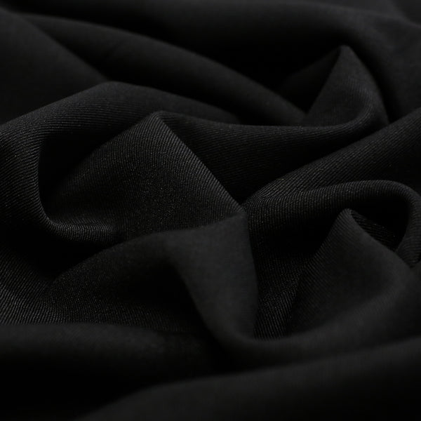 Black, 100% Textured Uniform Super Suiting Fabric - 58" Wide; 1 Yard