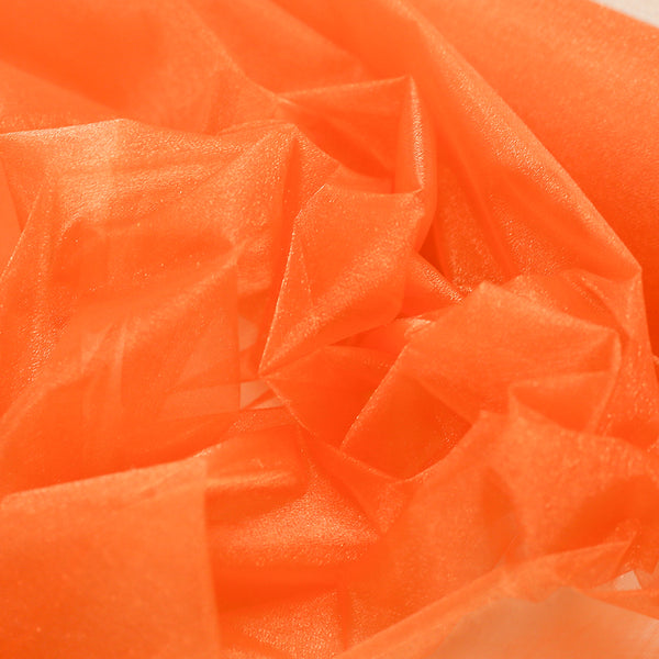 Orange, Polyester Crystal Organza Fabric, Shiny - 58" Wide; 1 Yard