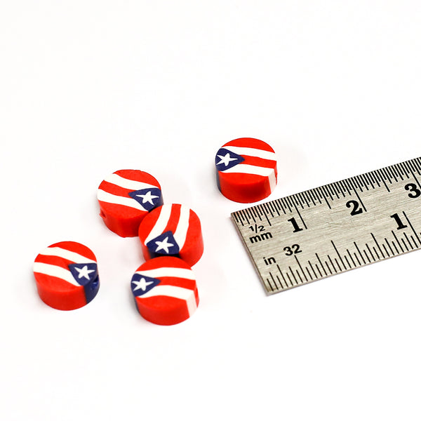 Polymer Clay Beads - Puerto Rico Flag - 10pcs