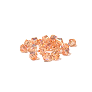 Swarovski Crystal, Bicone, 5mm - Light Peach AB; 20 pcs
