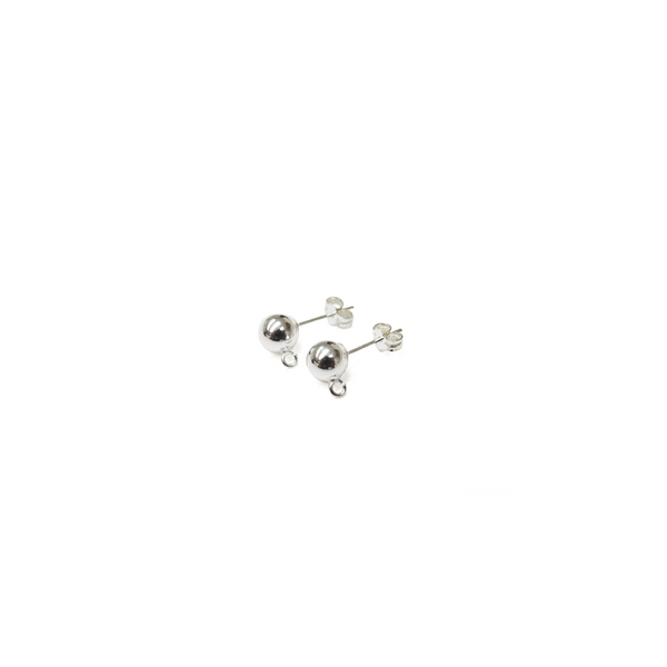 Ball Ear With Ring, Sterling Siver, 6mm; 1 pair