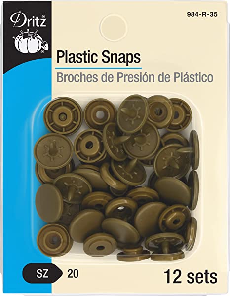Dritz Bronze Plastic Snaps; 12 sets; Size 20