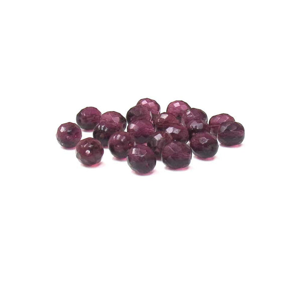 Amethyst, Round Faceted Fire Polished; 10 mm - 20 pcs