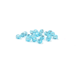 Aquamarine, Round Faceted Fire Polished; 4mm - 20 pcs