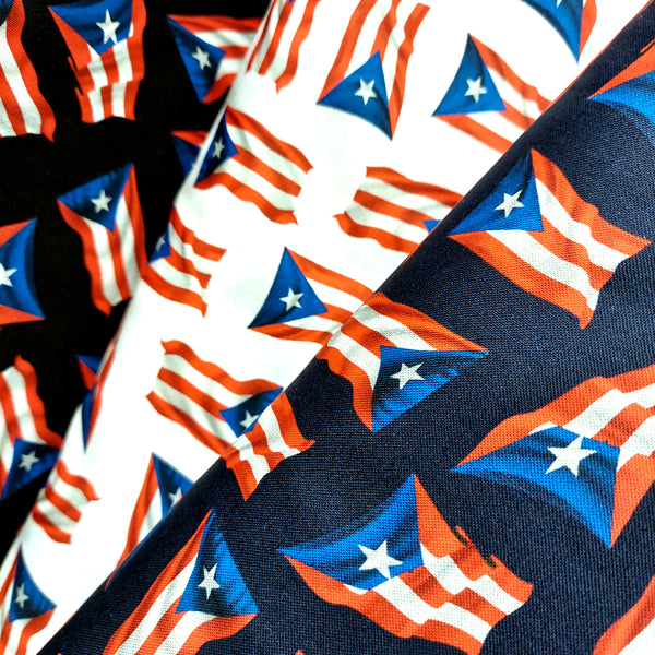 Orgullo Boricua - Tela de Puerto Rico - Puerto Rico Fabric / 100% Algodón, Color Negro, 44/45" Ancho