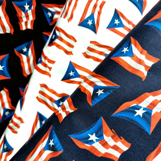 Orgullo Boricua - Tela de Puerto Rico - Puerto Rico Fabric /100% Algodón, Color Navy, 44/45" Ancho