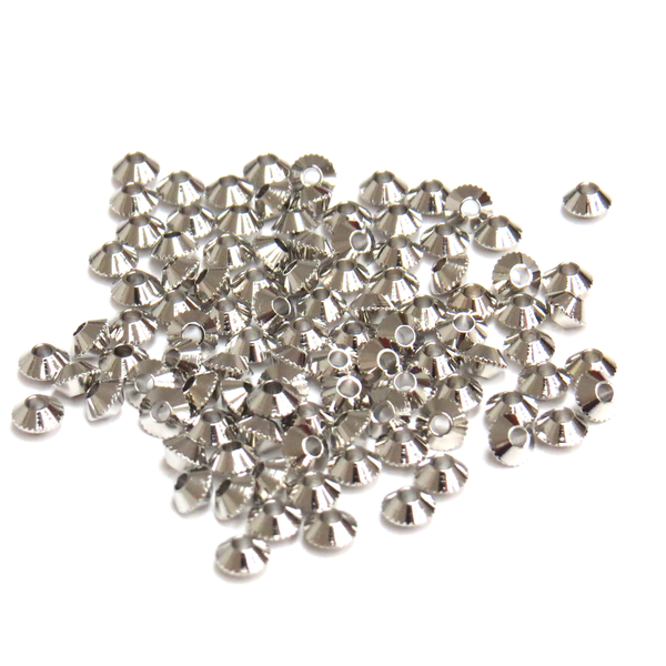 Bicone Spacer Beads, Silver, 4mm, 100 pieces