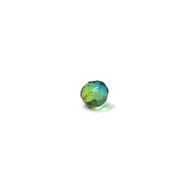 Blue Green, Round Faceted Fire Polished, 10 mm - 20 pcs