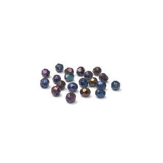 Blue Irish, Round Faceted Fire Polished; 6mm - 20 pcs
