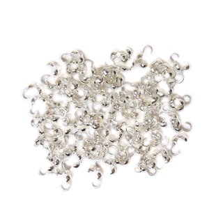 Bead Tip Bottom Clamp-on, Silver Plated Brass-8x3.5mm; 100pcs