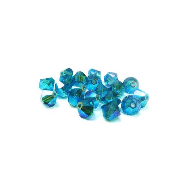 Swarovski Crystal, Bicone, Blue Zircon AB 2X, 6mm; 20pcs