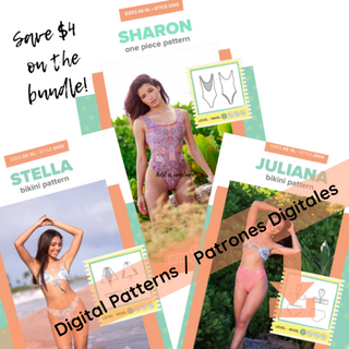 DIGITAL - 3 Patterns - Sharon One piece, Juliana Bandeau Bikini and Stella Triangle Bikini - all sizes included