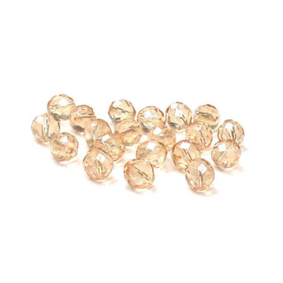 Champagne, Round Faceted Fire Polished; 12 mm - 20 pcs