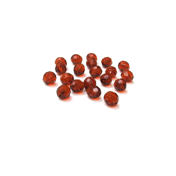 Coffee, Round Faceted Fire Polished Beads- 8mm; 20pcs