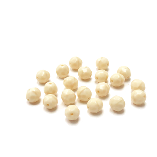 Cream Opaque, Round Faceted Fire Polished Beads; 8mm-20 pcs
