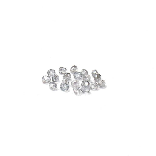 Crystal Silver, Round Faceted Fire Polished; 4mm - 20 pcs