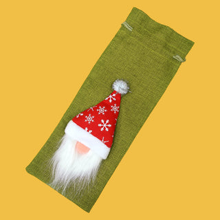 Christmas Burlap Bag; Green/ Bolso de Tela de Saco para Navidad; Verde - 1pc