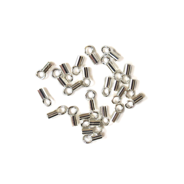 Crimp Tube with Loop, Silver Plated Brass-3.5x2mm; 25pcs