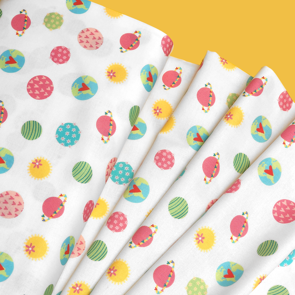 Cute Planets - 100% Cotton Print Fabric, 44/45" Wide