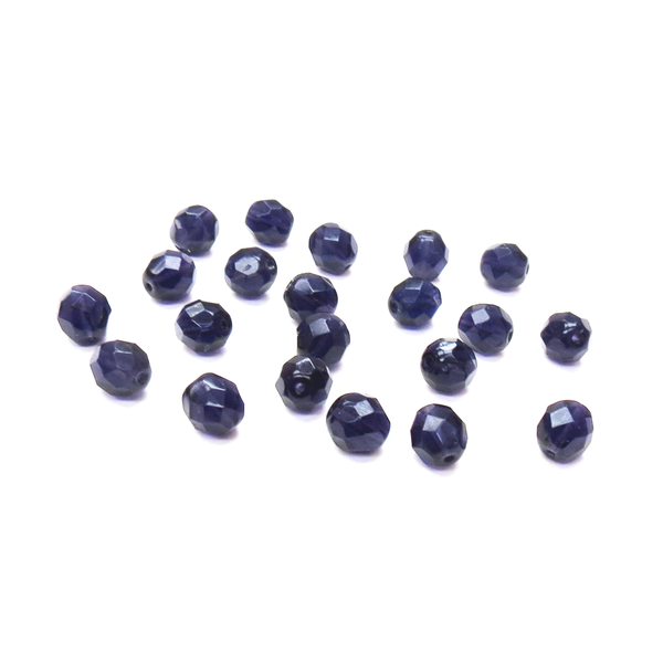 Dark Purple, Round Faceted Fire Polished; 8mm - 20 pcs