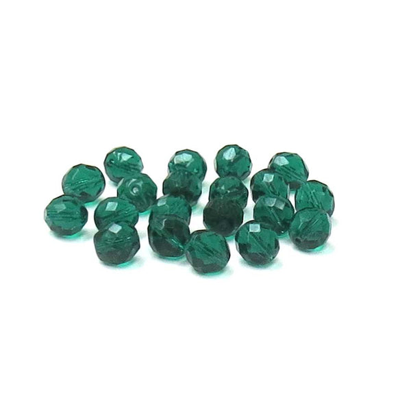 Emerald, Round Faceted Fire Polished, 12mm - 20 pcs