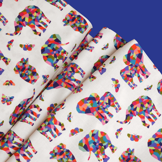 Elefantes y Mariposas - 100% Cotton Print Fabric, 44/45" Wide