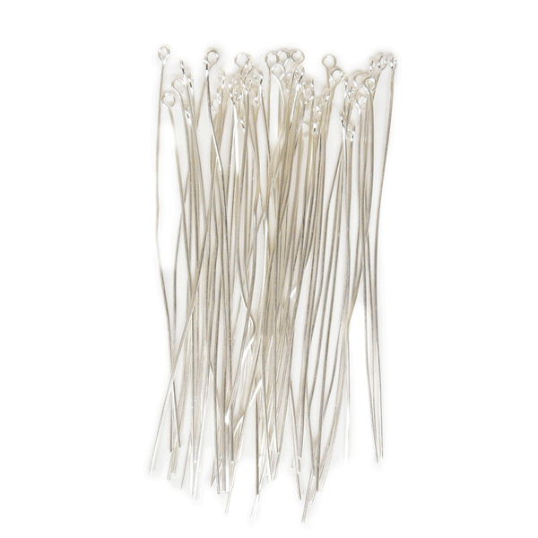 Eye Pin, Silver Plated Brass-3 inches/21 gauge; 50pcs