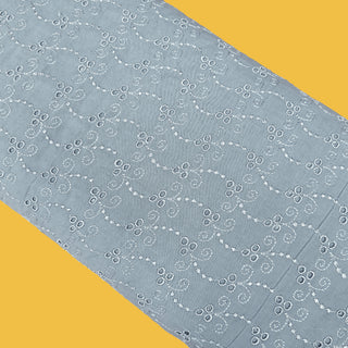 Blue Gray Circles Eyelet Fabric - Tela de Algodón Bordado - 44/45" Wide