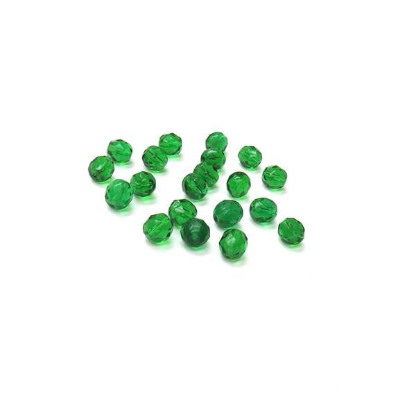 Fern Green, Round Faceted Fire Polished; 8mm - 20 pcs