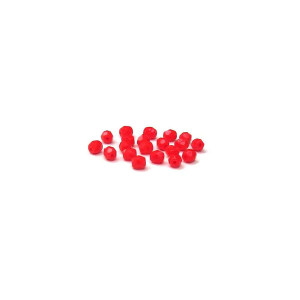 Fire Coral, Round Faceted Fire Polished; 4mm - 20 pcs