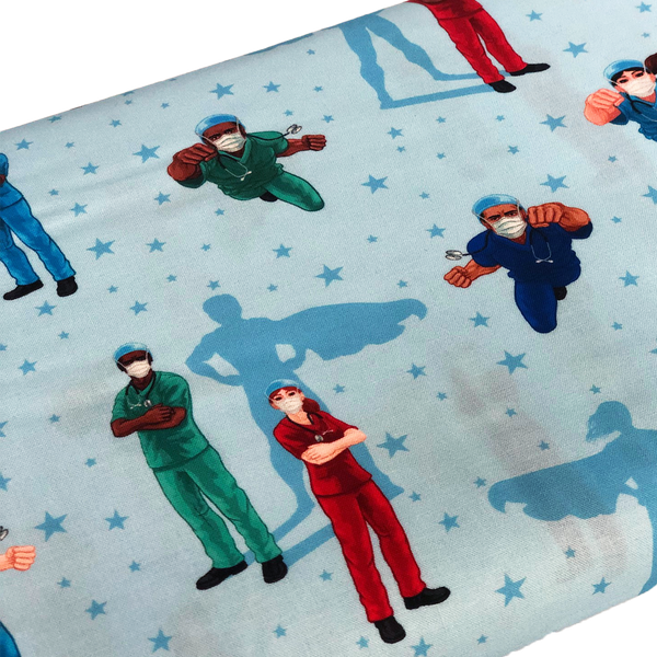 Frontline Heroes Blue- 100% Cotton Print Fabric, 44/45" Wide
