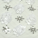 White, Sequins Polyester Wedding Tablecloth Fabric - 50" wide; 1 Yard