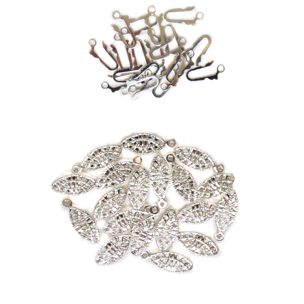 Filigree Oval Clasp, Silver Plated Brass-14x7mm; 10sets