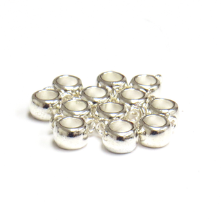 Flat Spacer Bead with Loop, Silver, 5 x 11mm, 12 pieces