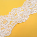 French Alençon Lace with Round Pearls, Rice Pearls, and Sequins - Aprox 3.5" Wide