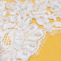 French Alençon Lace with Round Pearls and Sequins - Aprox. 7" Wide