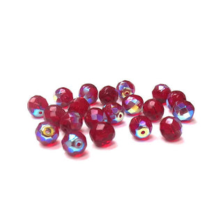 Garnet AB, Round Faceted Fire Polished AB-10mm; 20pcs