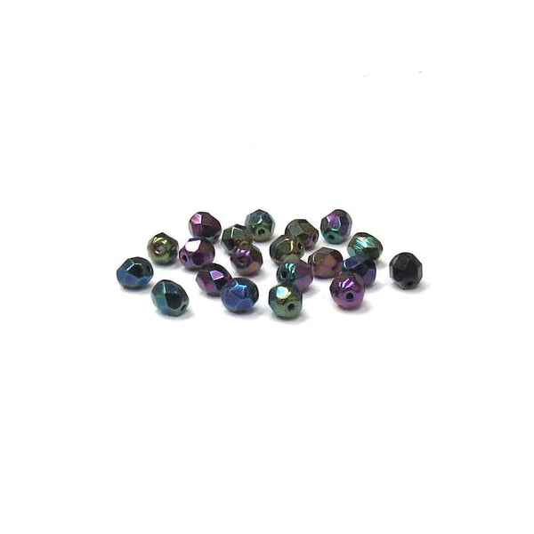 Green Irish, Round Faceted Fire Polished; 6mm - 20 pcs