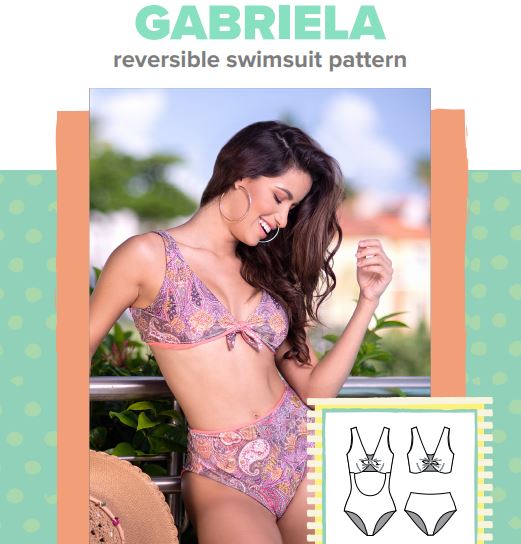 DIGITAL 2 Pattern Bundle! Gabriela - Reversible One Piece and Bikini - PDF Swimsuit Swimwear Bikini Pattern All sizes included